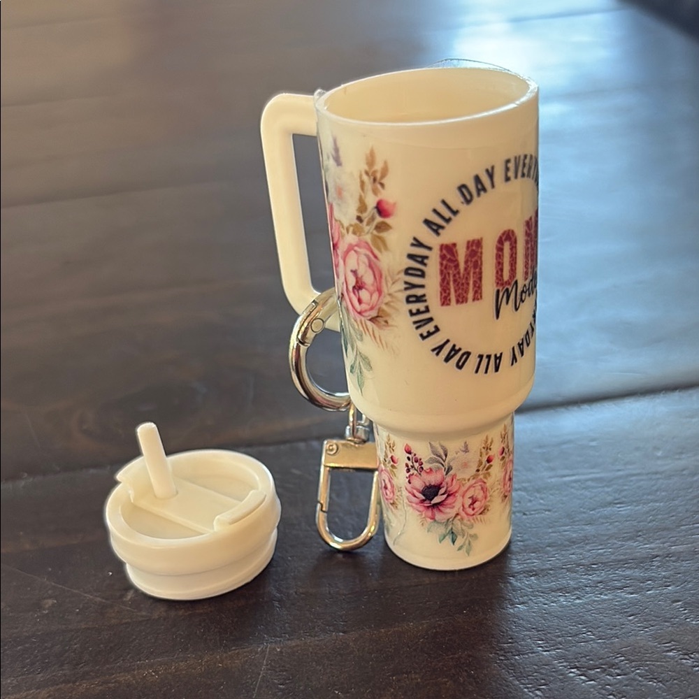 Floral Travel Mug with Lid keychain